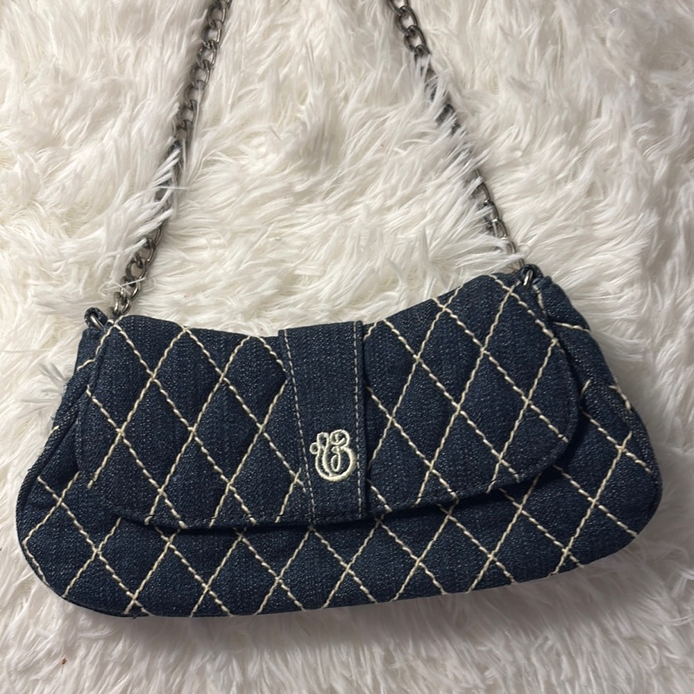 Quilted denim Vera Bradley shoulder bag with chain handle